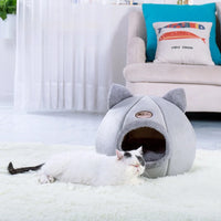 Cat House Cave Bed 13"–16", Cozy Enclosed Design with Removable Plush Cushion