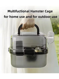 Portable Hamster Travel Carrier 8", Lightweight Breathable Carry Box with Handle & Water Bottle