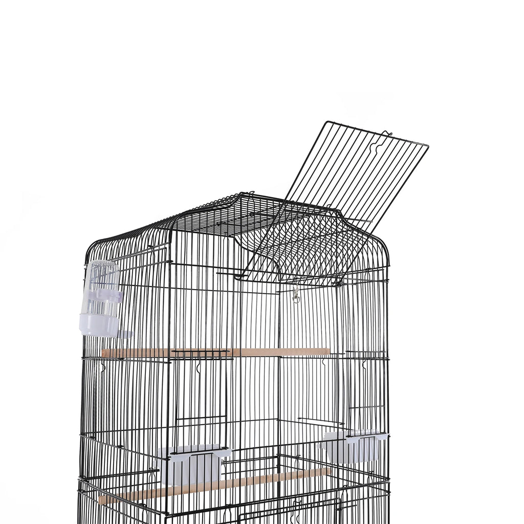 Bird Cage 54", Slim Steel Flight Cage for Cockatiels & Small Parrots with Lockable Door, Rolling Stand & Storage Shelf