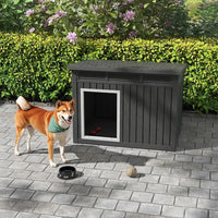 Dog House 43", Weatherproof Resin with Gas-Strut Opening Roof & Louvered Vents