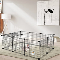 Small Animal Playpen 56" × 28", 14" Metal Wire Panels, Portable & Reconfigurable — Indoor Yard Fence for Rabbits & Guinea Pigs