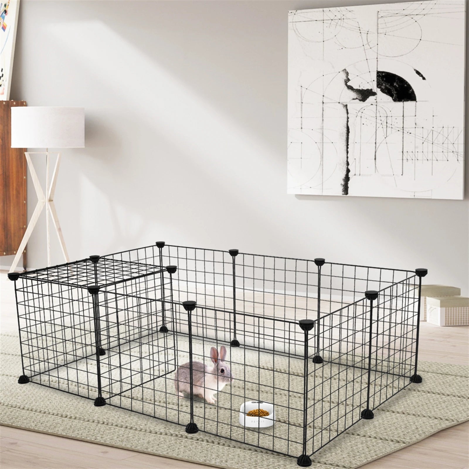 Small Animal Playpen 56" × 28", 14" Metal Wire Panels, Portable & Reconfigurable — Indoor Yard Fence for Rabbits & Guinea Pigs