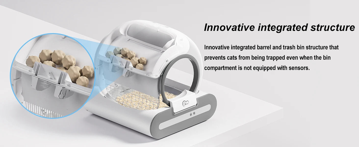 Automatic Litter Box 65L, Self-Cleaning Enclosed Drum with App Control & Low Entry