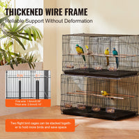 Bird Cage 30", Stackable Steel Flight Cage with Side Carry Handles & Slide-Out Tray