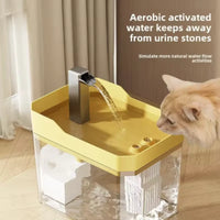 Cat Water Fountain 1.5L, Transparent Tank with Raised Faucet Spout, Filter & Anti-Dry-Burn Pump