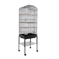 Bird Cage 54", Slim Steel Flight Cage for Cockatiels & Small Parrots with Lockable Door, Rolling Stand & Storage Shelf