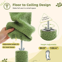 Cat Tree Floor to Ceiling 93"-101", Wooden Tower with Hammock, Condo & Sisal Posts