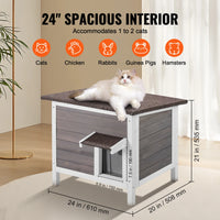Insulated Cat House 24", Cedar with Foam Insulation, Sloped Roof & Door Curtain