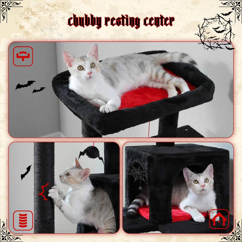 Cat Tree 143cm, 5-Level with Sisal Posts, Hammock, Condo & Top Perch