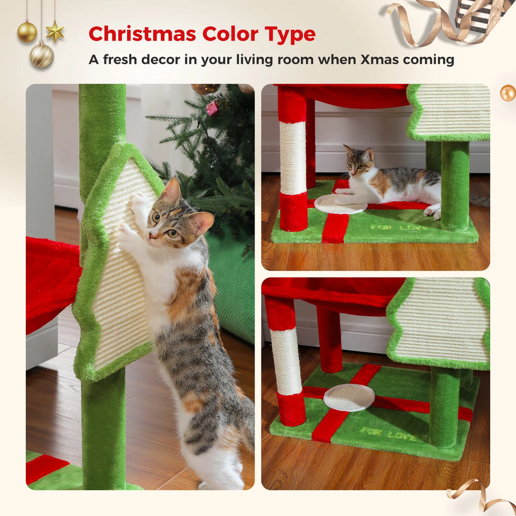 Cat Tree 143cm, 5-Level with Sisal Posts, Hammock, Condo & Top Perch