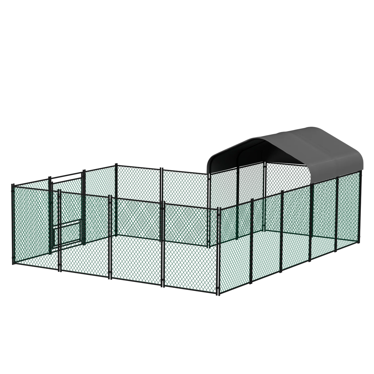 Walk-In Chicken Coop Run 12.9 × 10.2 ft, Galvanized Steel Pen with Waterproof Cover, Lockable Door & Ground Stakes