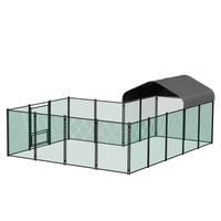 Walk-In Chicken Coop Run 12.9 × 10.2 ft, Galvanized Steel Pen with Waterproof Cover, Lockable Door & Ground Stakes