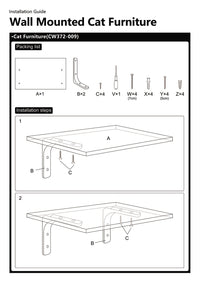 Cat Wall Shelves 15.7" x 9.8", with Removable Feeding Station & 2 Steel Bowls