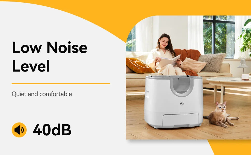 Automatic Litter Box 11L, Self-Cleaning Open-Top with Safety Sensors & Quiet 40dB Motor
