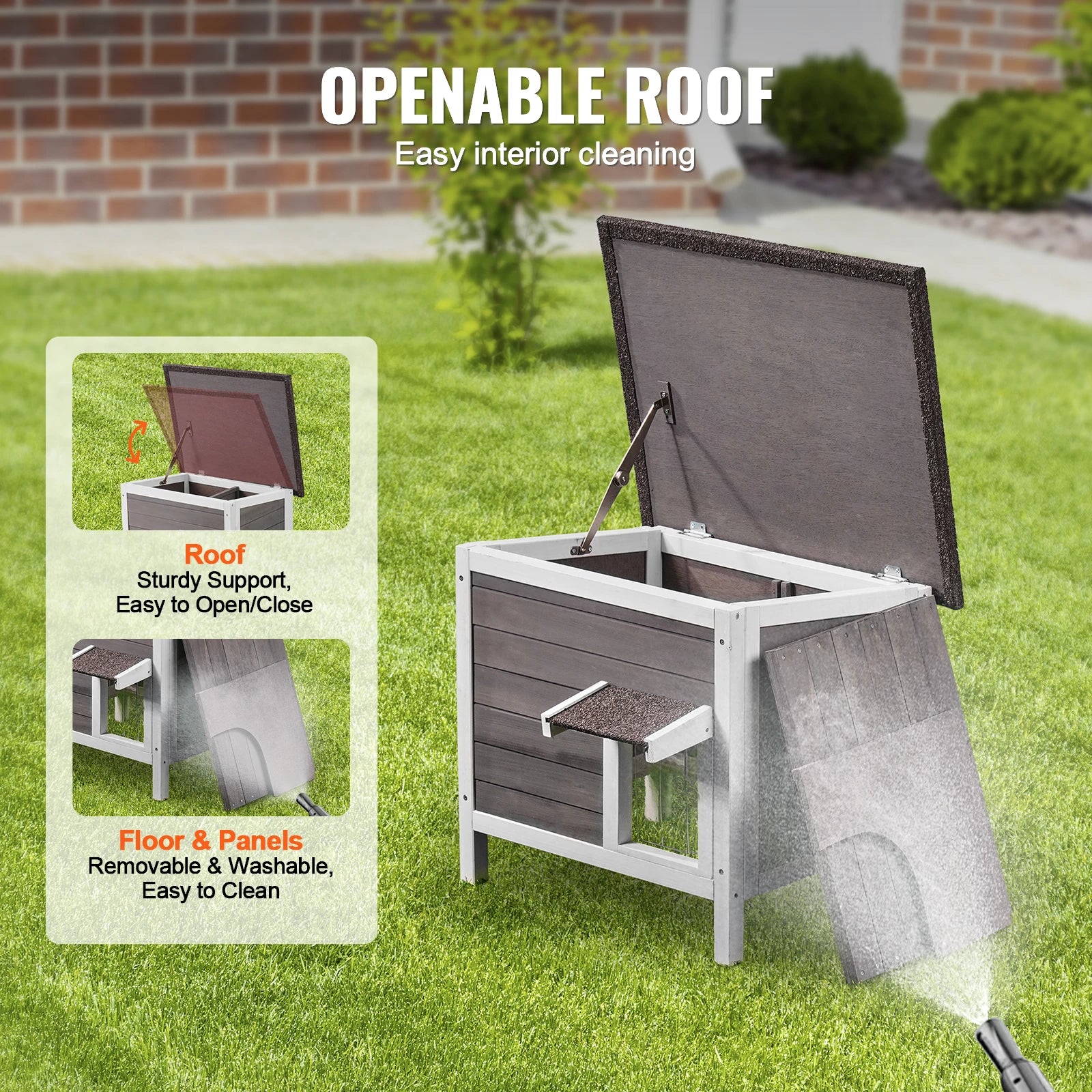 Outdoor Cat House 21", Cedar Shelter with Openable Roof, Elevated Legs & Door Flap