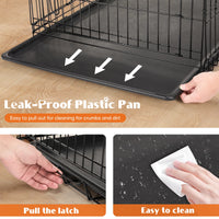 Dog Crate 36"–48", Folding Metal Wire with Double Doors, Divider Panel & Leak-Proof Tray
