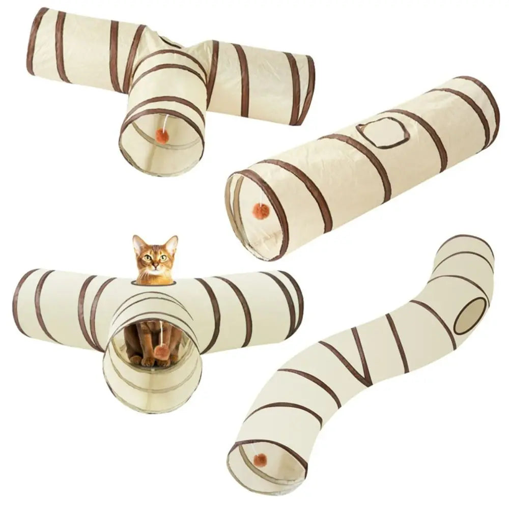 Cat Tunnel 26"–49", Collapsible in 4 Shapes with Peek Holes & Dangling Ball