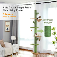 Cat Tree Cactus Floor to Ceiling 90"–108", 5 Levels with Sisal & Hammock