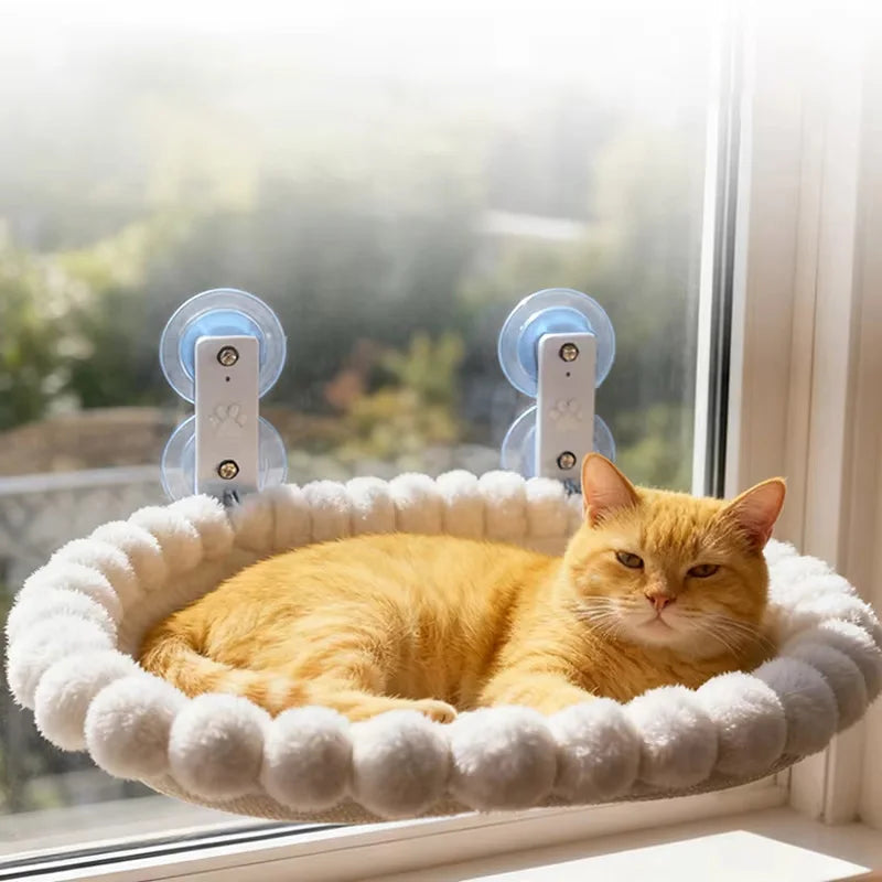 Cat Window Perch 19.7" Oval, Suction Cup Mount with Plush Bumper Rim