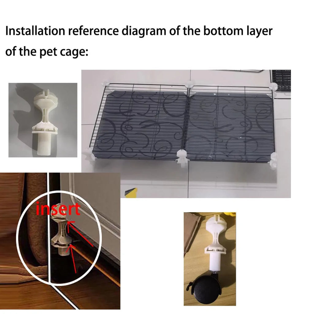 Villa-Style Rabbit Cage 44" with Raised Platform, Pull-Out Toilet Tray & Locking Casters