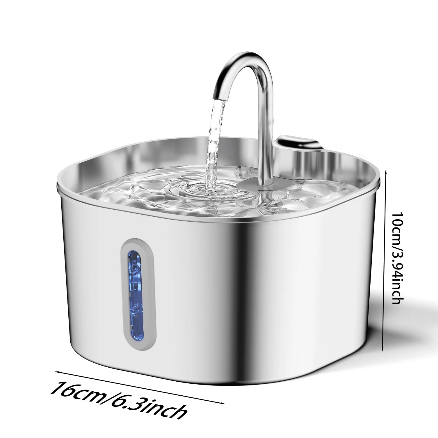 Cat Water Fountain 2.2L, Stainless Steel with Motion Sensor, 30dB Quiet Pump & Water Level Window