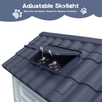 Outdoor Dog House 39", Waterproof Plastic Shelter with Openable Roof, Vent Windows & Raised Floor