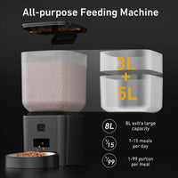 Automatic Cat Feeder 8L with 1080P Camera, Night Vision, Motion Alerts & Dual Bowl Option