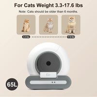 Automatic Litter Box 65L, Self-Cleaning Enclosed Drum with App Control & Low Entry