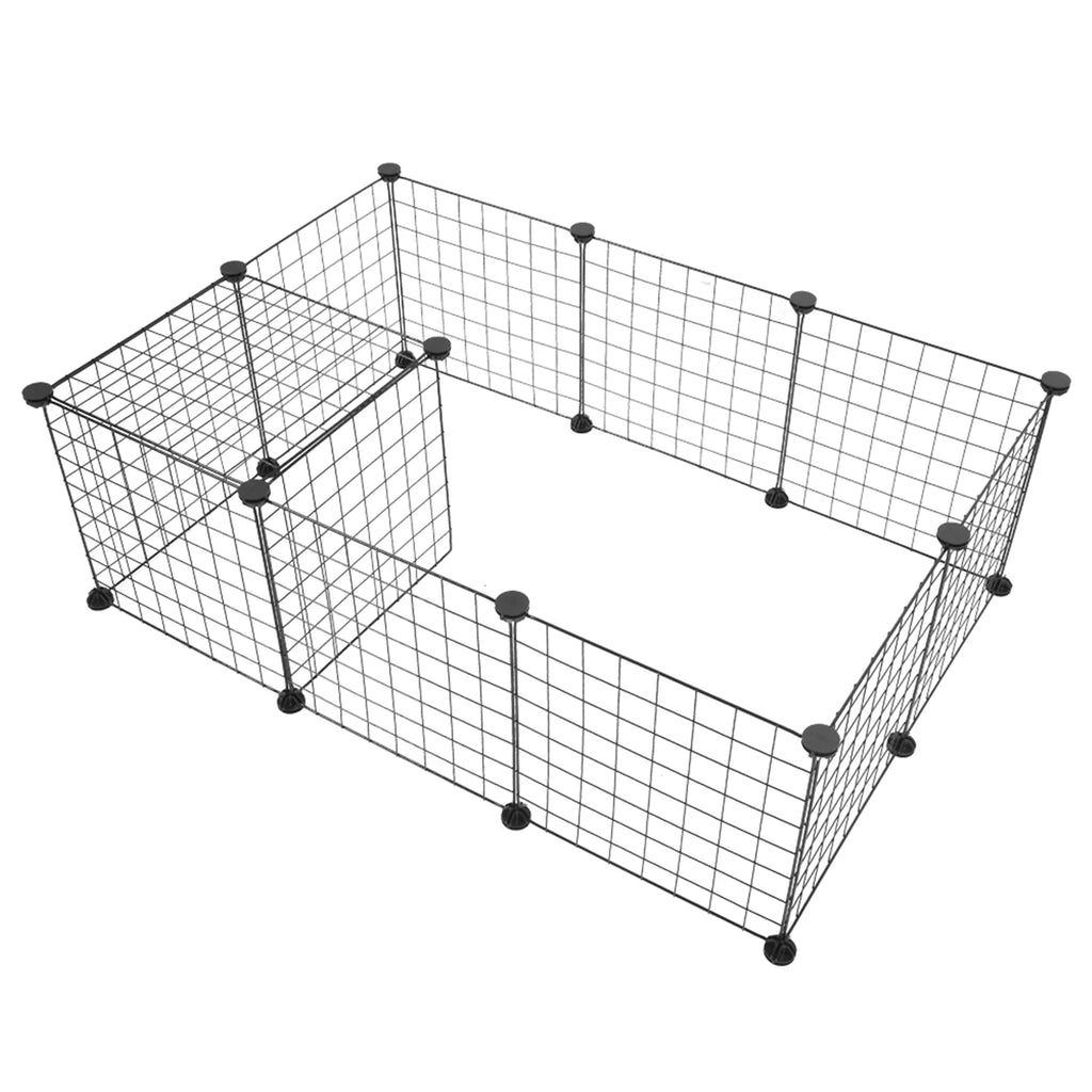 Small Animal Playpen 56" × 28", 14" Metal Wire Panels, Portable & Reconfigurable — Indoor Yard Fence for Rabbits & Guinea Pigs