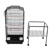 Bird Cage 54", Slim Steel Flight Cage for Cockatiels & Small Parrots with Lockable Door, Rolling Stand & Storage Shelf