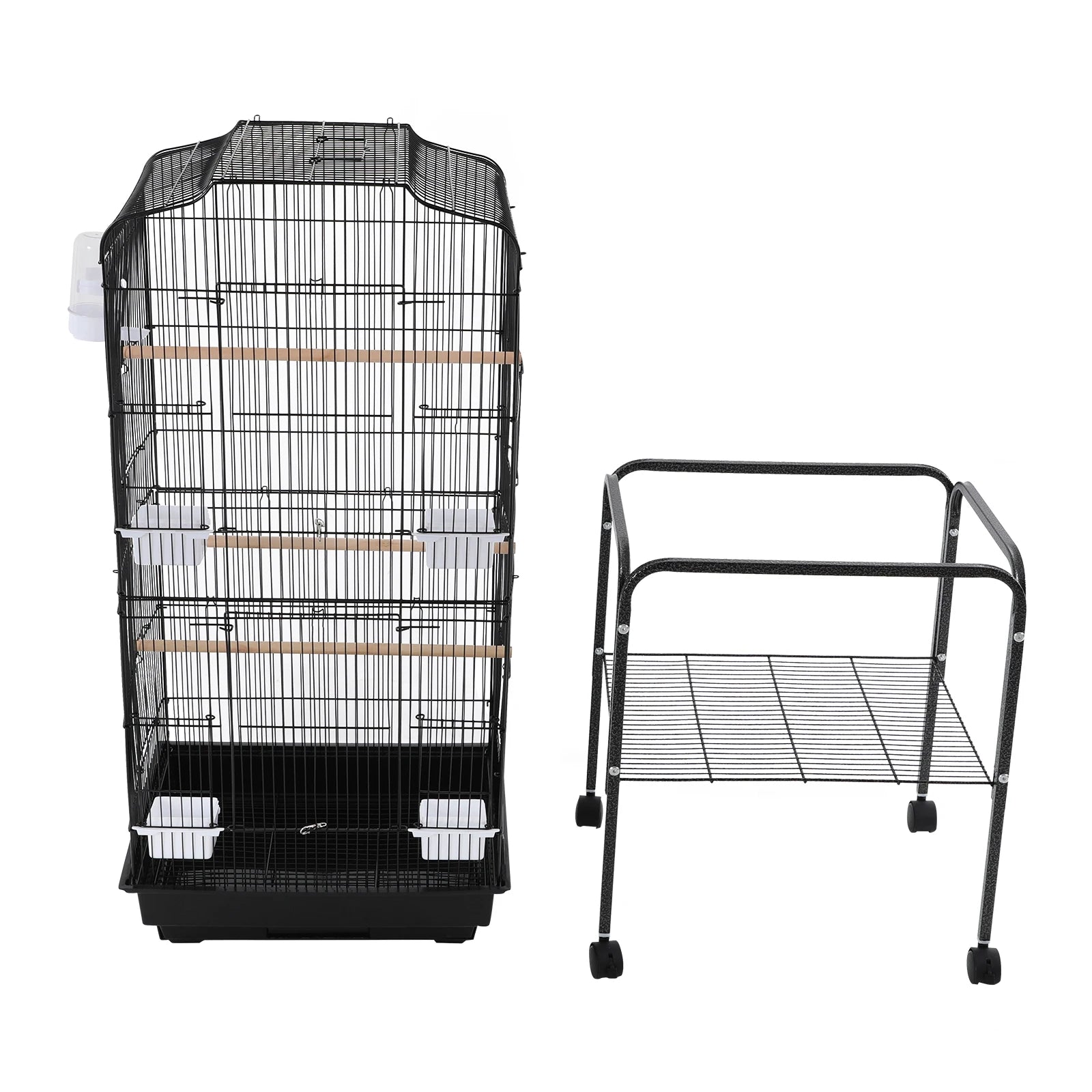 Bird Cage 54", Slim Steel Flight Cage for Cockatiels & Small Parrots with Lockable Door, Rolling Stand & Storage Shelf