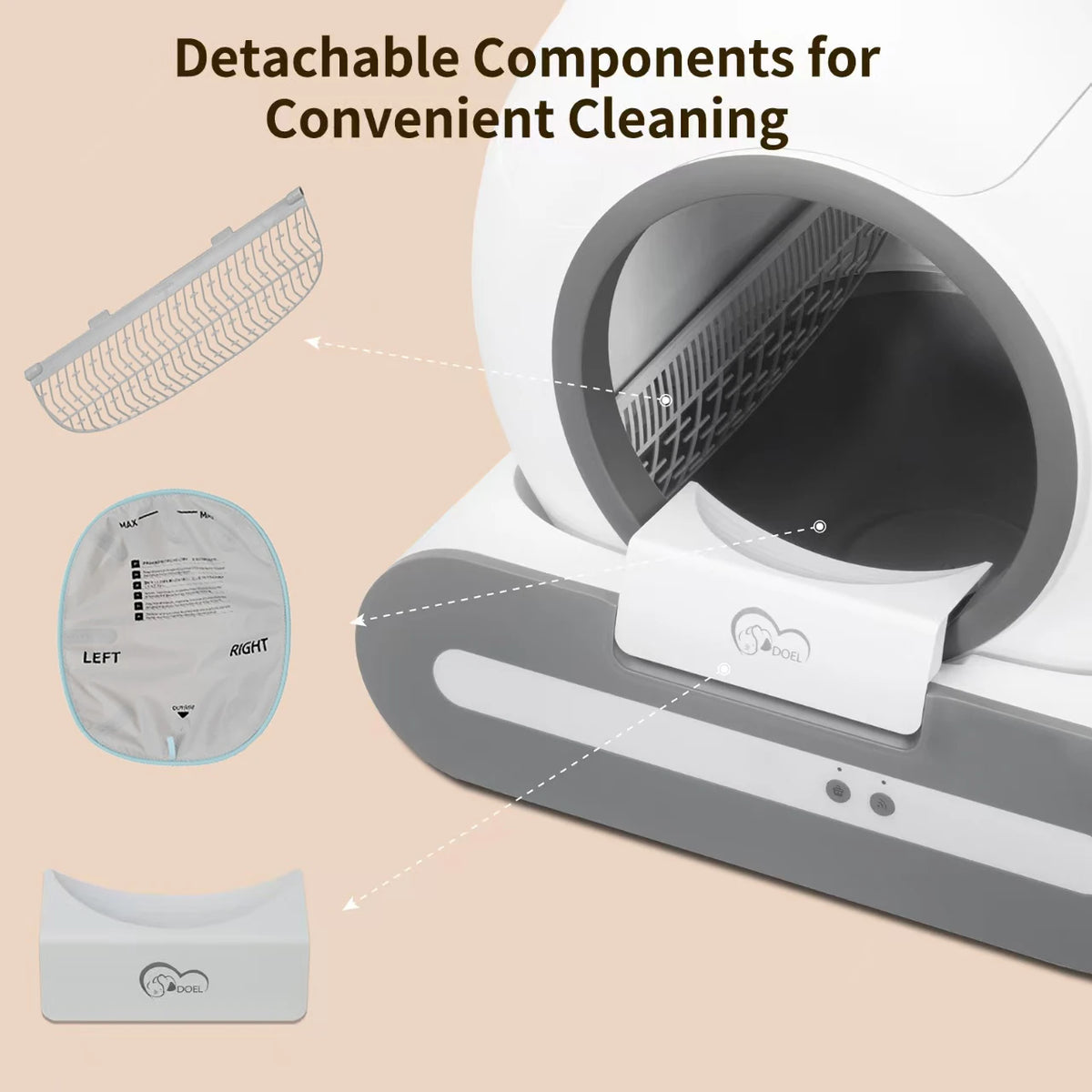 Automatic Litter Box 65L, Self-Cleaning Enclosed Drum with App Control & Low Entry