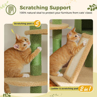Cat Tree Floor to Ceiling 93"-101", Wooden Tower with Hammock, Condo & Sisal Posts