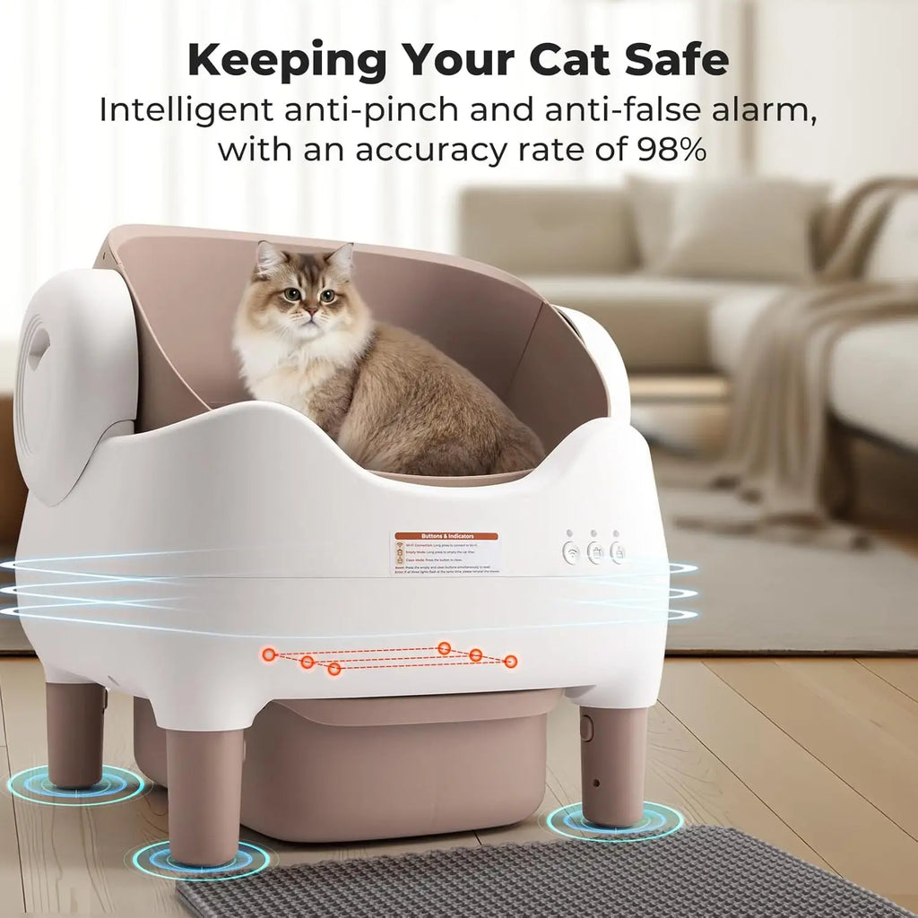 Automatic Litter Box 10L, Self-Cleaning Open-Top with App Control & Ultra-Quiet Motor