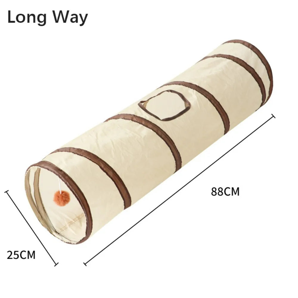 Cat Tunnel 26"–49", Collapsible in 4 Shapes with Peek Holes & Dangling Ball