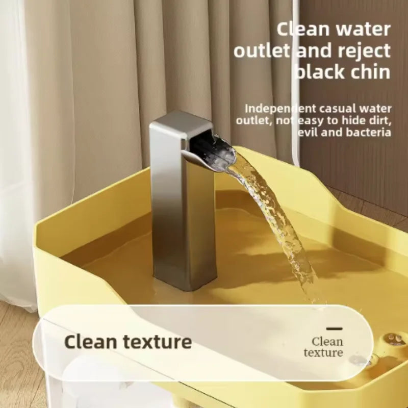 Cat Water Fountain 1.5L, Transparent Tank with Raised Faucet Spout, Filter & Anti-Dry-Burn Pump