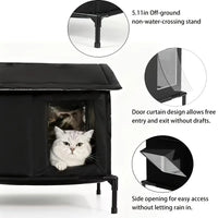 Insulated Cat House 22", Waterproof Oxford Tent with Thermal Lining & Elevated Stand