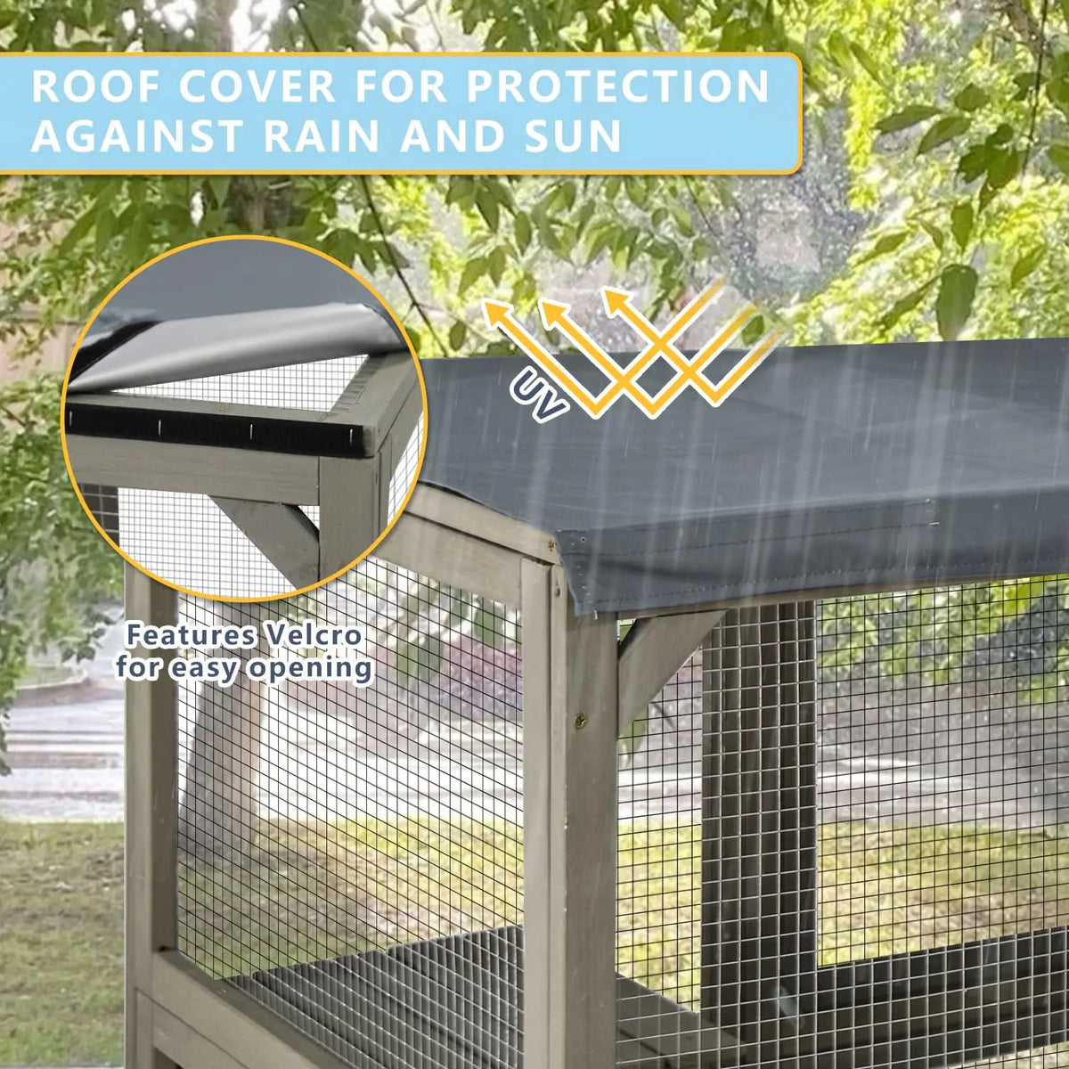 Catio Walk-In 67.7", Fir Wood with 5 Platforms, 2 Napping Houses & Window Access