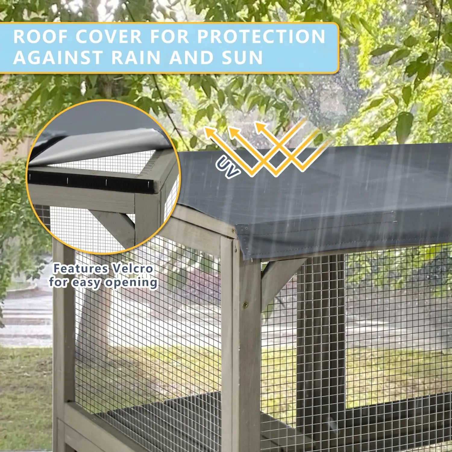 Catio Walk-In 67.7", Fir Wood with 5 Platforms, 2 Napping Houses & Window Access