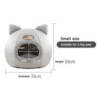 Cat House Cave Bed 13"–16", Cozy Enclosed Design with Removable Plush Cushion