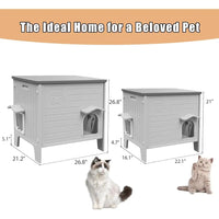 Heated Cat House 27", Weatherproof with Adjustable Heating Pad, Escape Door & Curtains