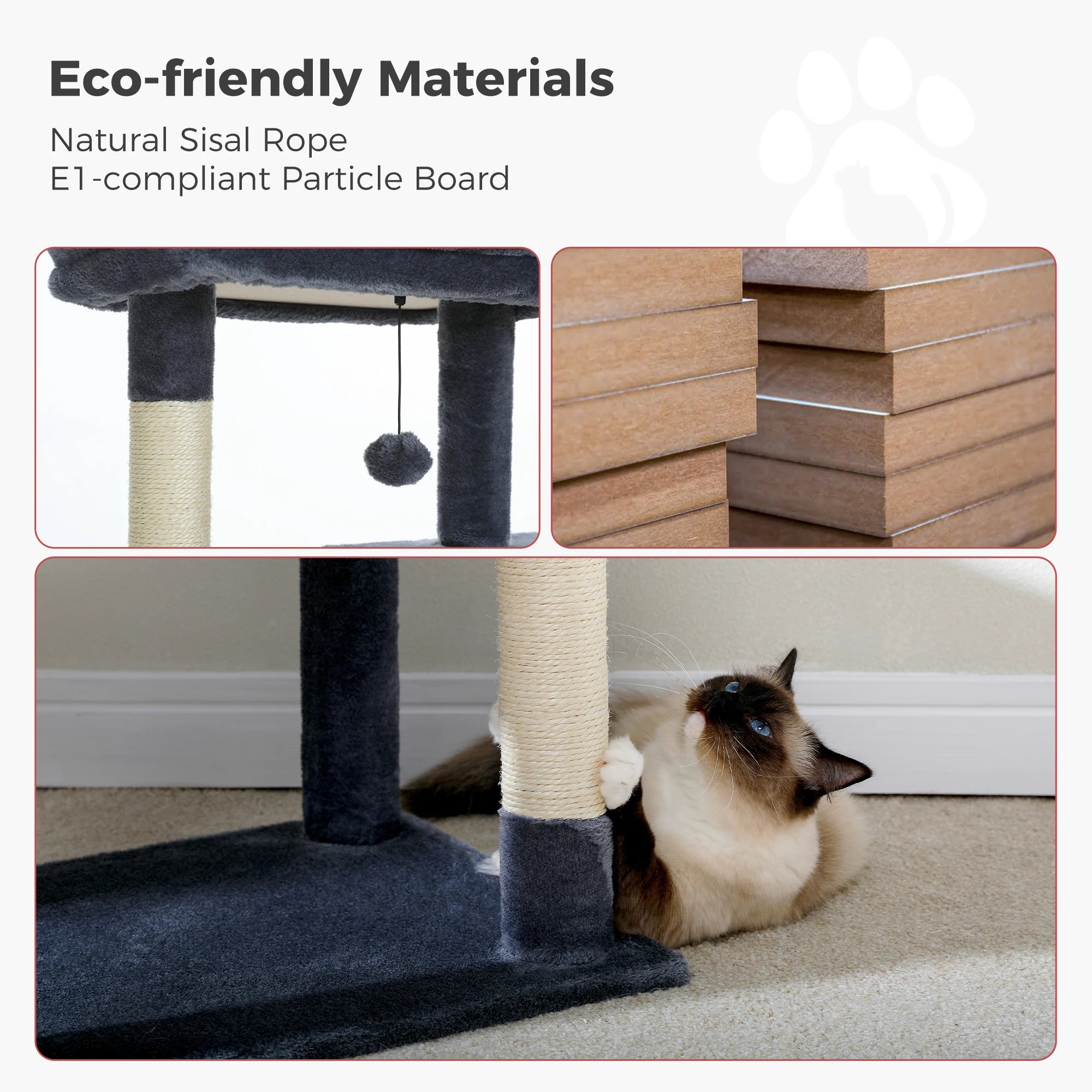 Cat Tree 143cm, 5-Level with Sisal Posts, Hammock, Condo & Top Perch