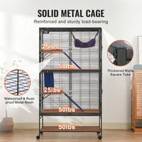 Rolling Small Animal Cage, Multi-Level Metal Critter Cage with Platforms, Ramps, Pull-Out Tray & Lockable Casters — 5 Sizes