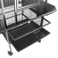 Play-Top Bird Cage 61" for Parrots, with Perch, Ladder, Stainless Feeder Cups, Anti-Splash Skirt & Rolling Stand