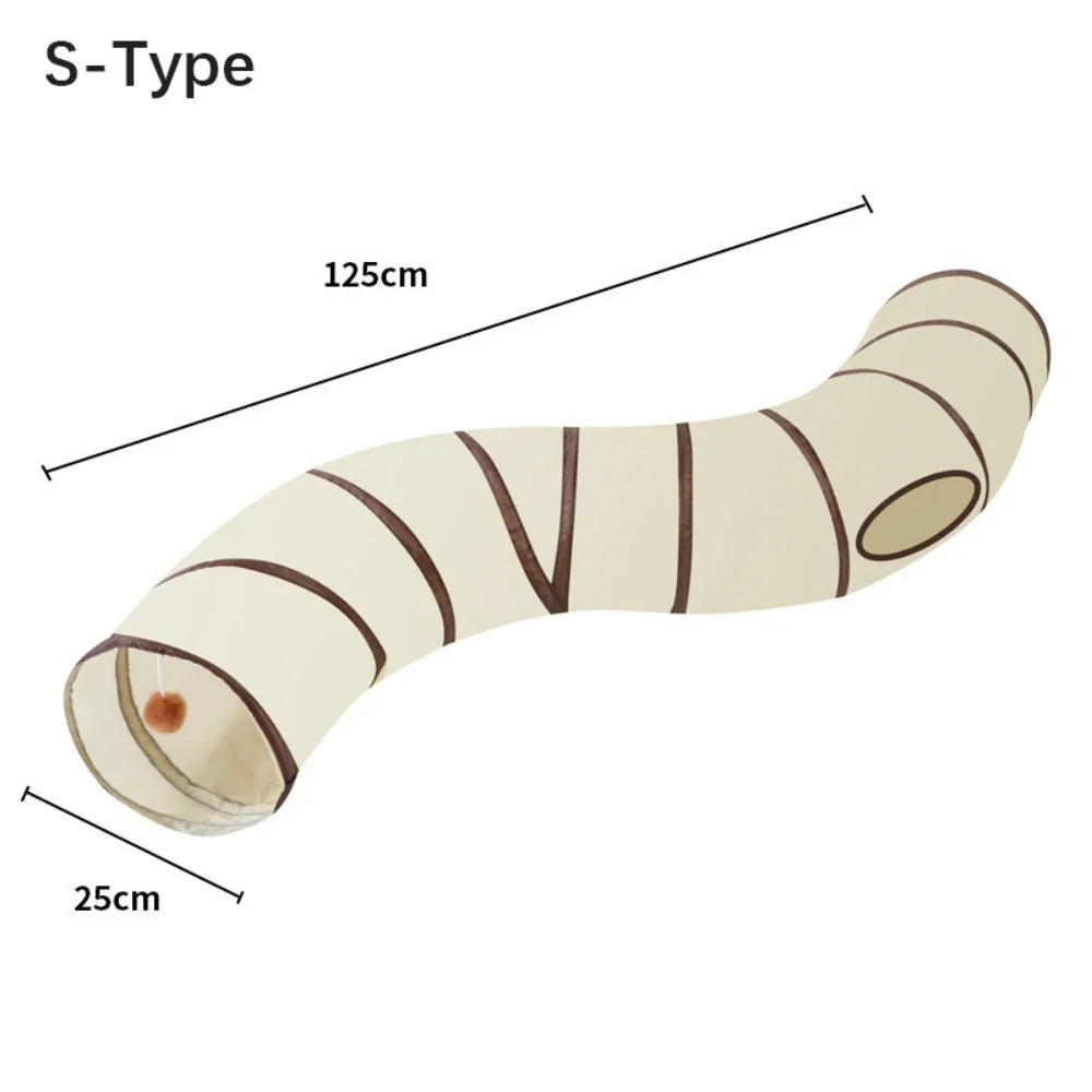 Cat Tunnel 26"–49", Collapsible in 4 Shapes with Peek Holes & Dangling Ball