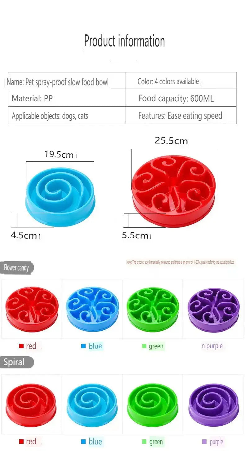Slow Feeder Dog Bowl, Anti-Gulp Maze with Non-Slip Base, Dishwasher Safe
