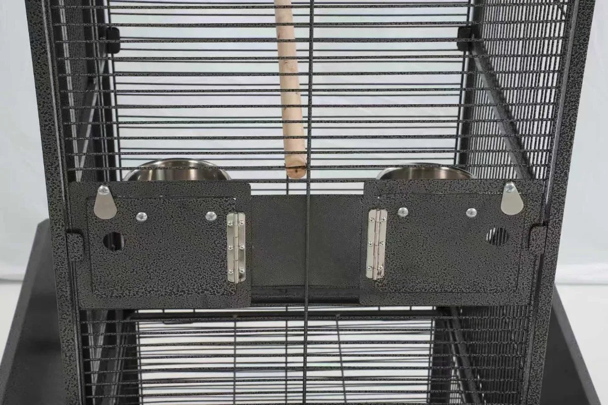 Play-Top Bird Cage 61" for Parrots, with Perch, Ladder, Stainless Feeder Cups, Anti-Splash Skirt & Rolling Stand