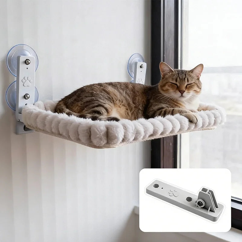Cat Window Perch 19.7" Oval, Suction Cup Mount with Plush Bumper Rim