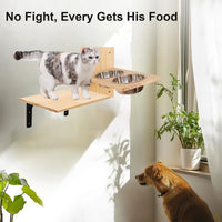 Cat Wall Shelves 15.7" x 9.8", with Removable Feeding Station & 2 Steel Bowls