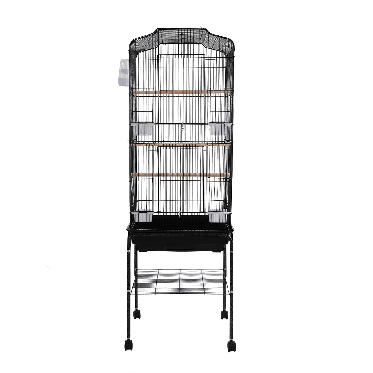 Bird Cage 54", Slim Steel Flight Cage for Cockatiels & Small Parrots with Lockable Door, Rolling Stand & Storage Shelf